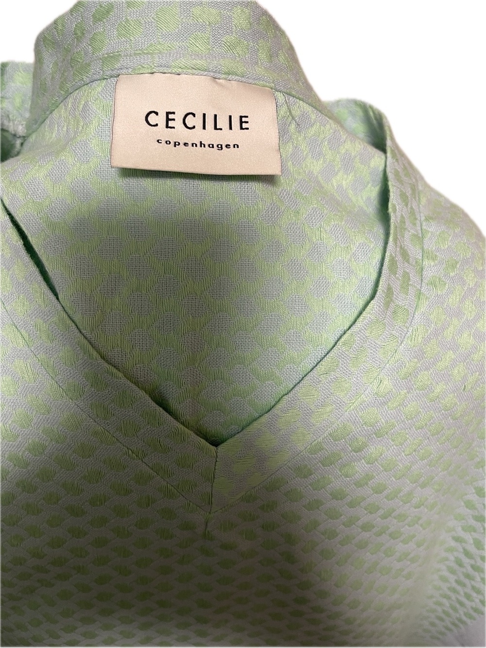 Cecilie Copenhagen Light Mint V-Neck Tiered Mini Dress - Picture 6 of 9